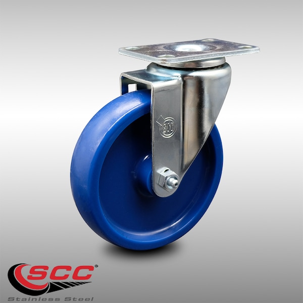 5 Inch SS Solid Polyurethane Wheel Swivel Top Plate Caster